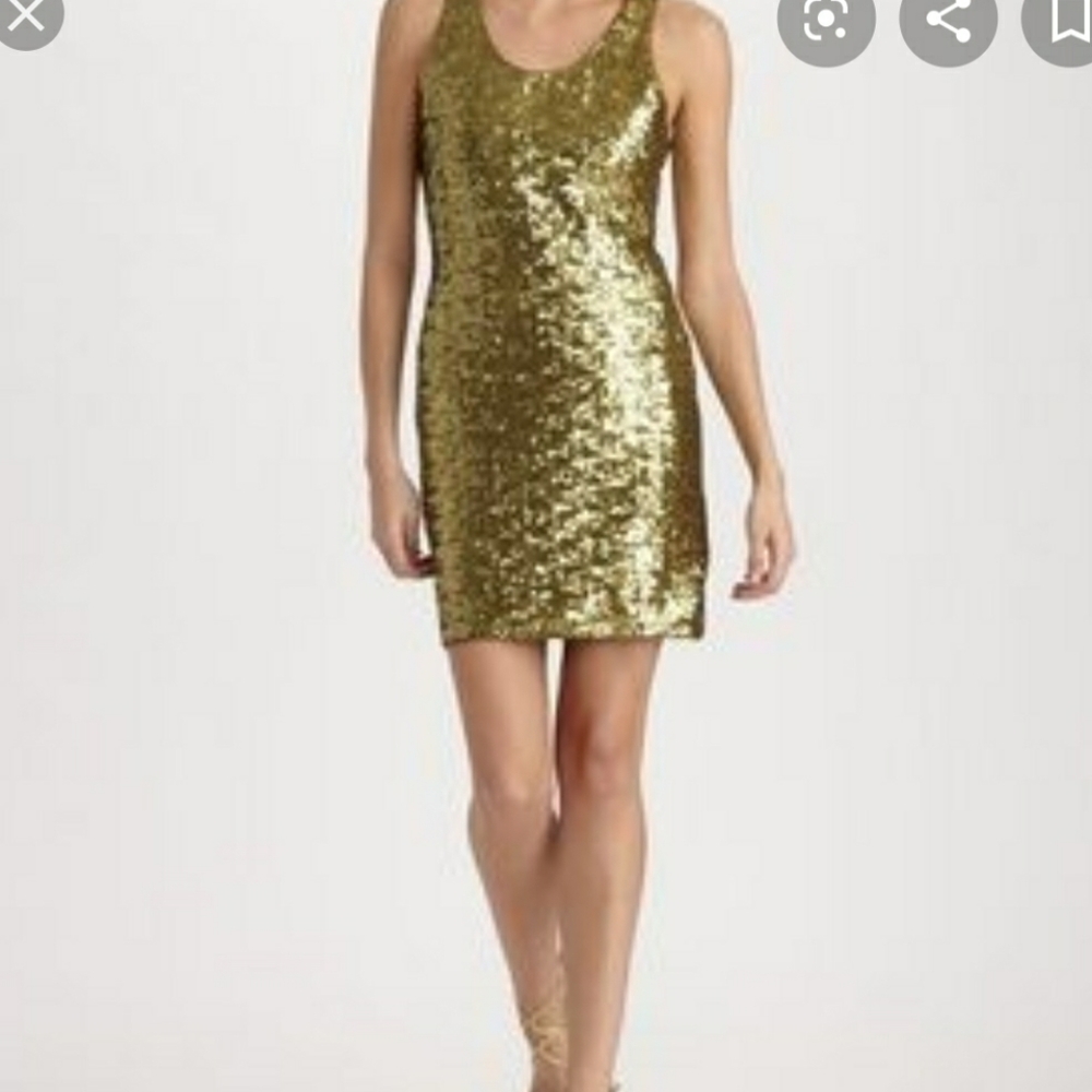 Alice + Oliva Gold Sequins Cocktail Dress